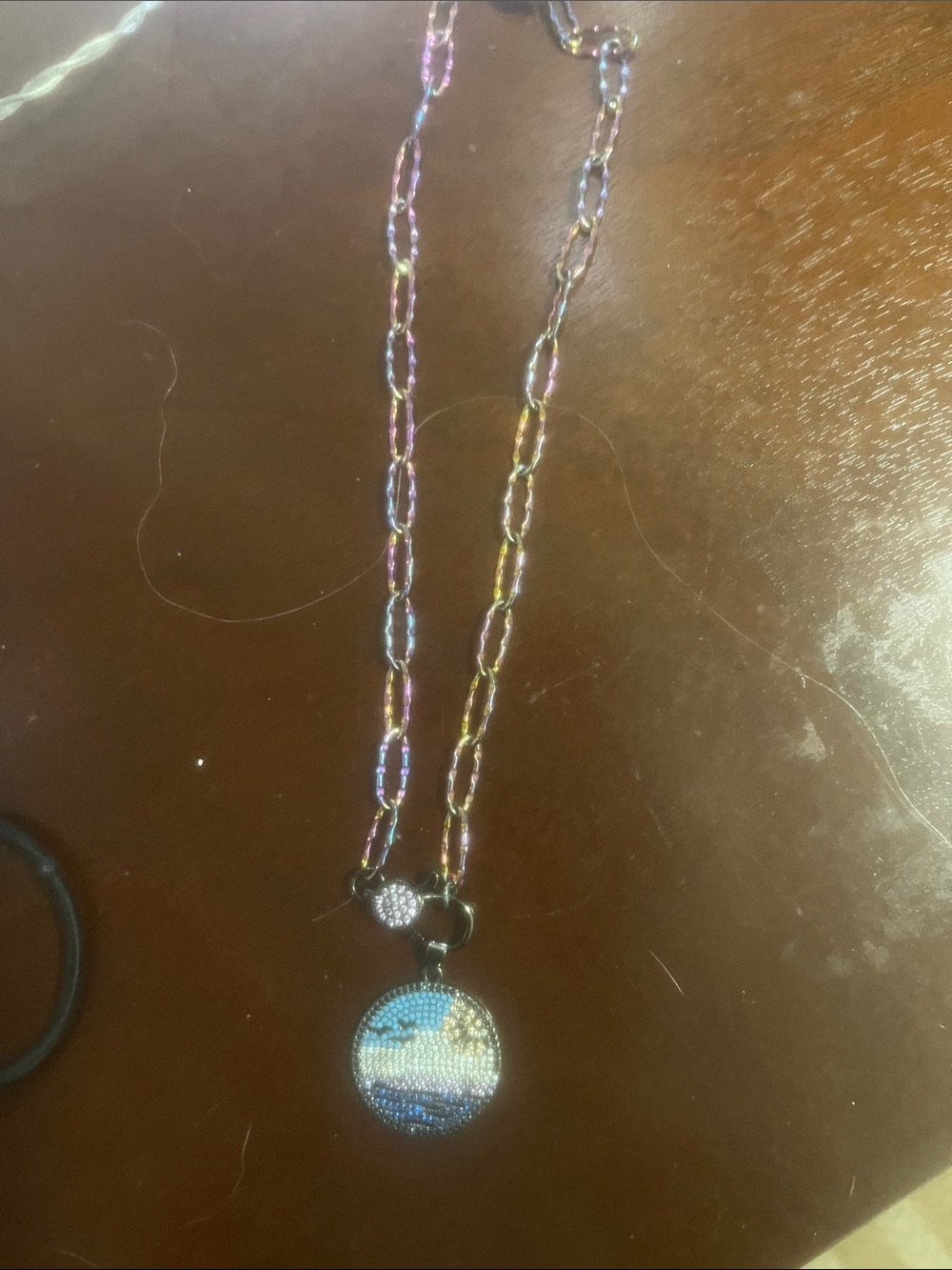 Multicolor Crystal Disc Pendant Necklace - Women Jewelry